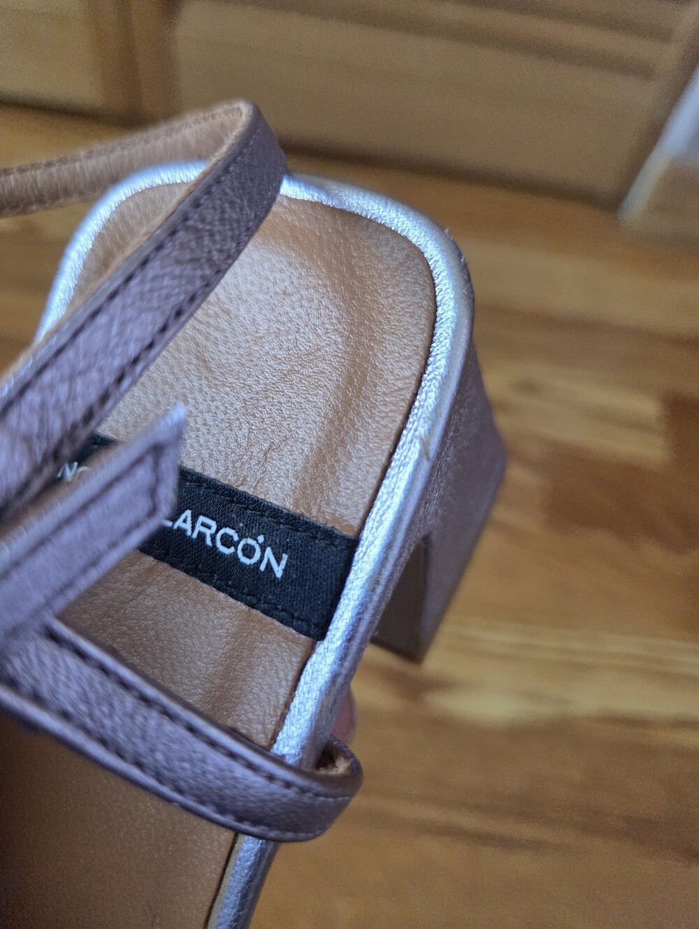 Metallic Lavender Strappy Block Heel Sandals - Picture 13 of 16